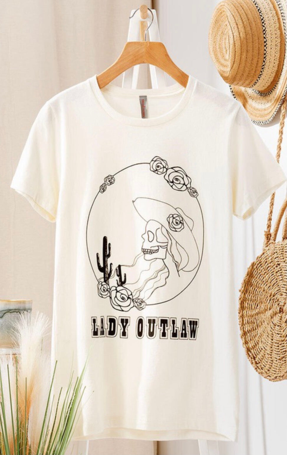 Lady Outlaw Cowgirl Skull T-Shirt