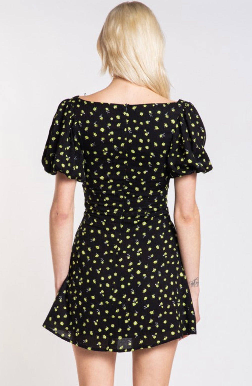 'Theresa' Lime Print Mini Sun Dress