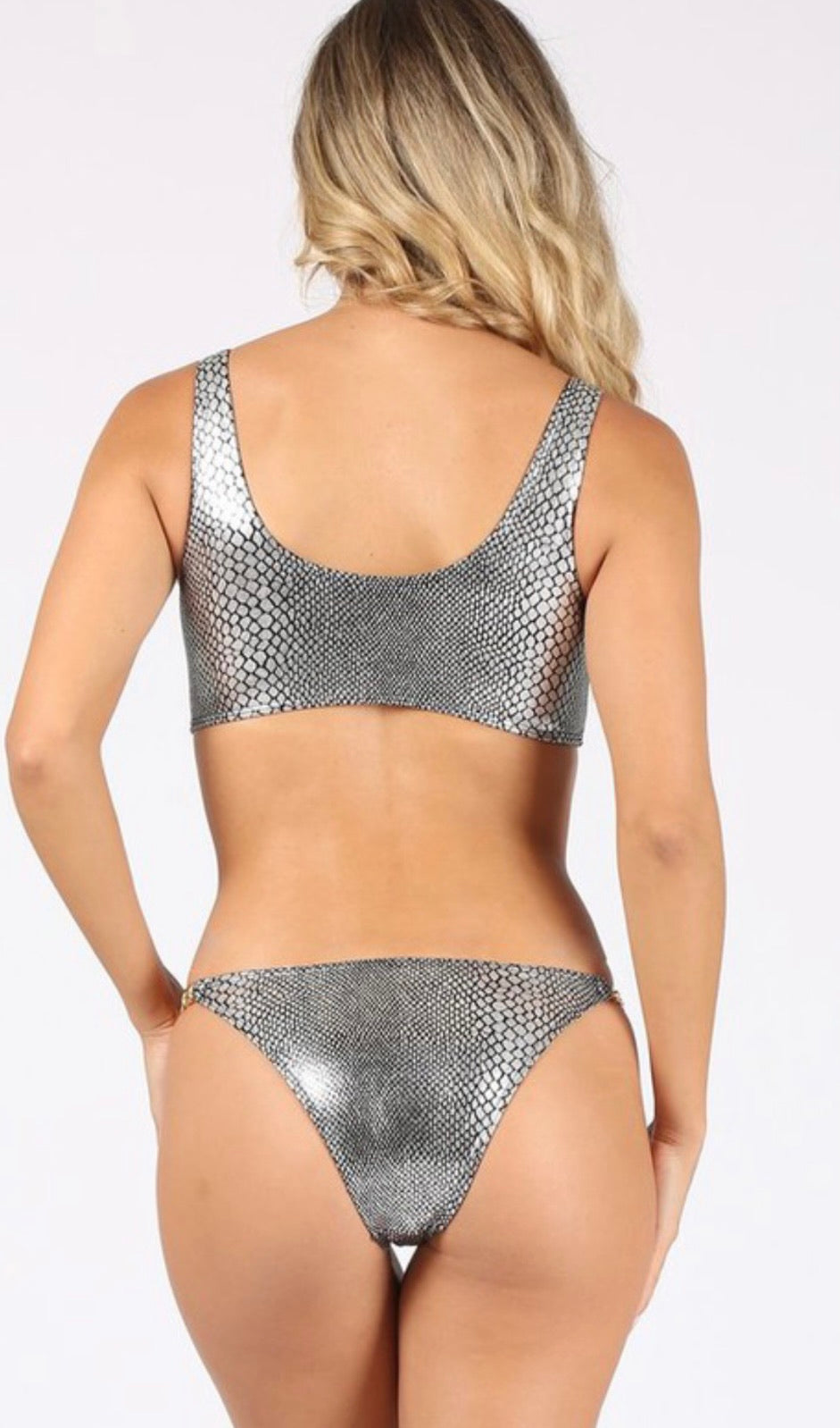 Gunmetal Metallic Thong Bikini Bottom